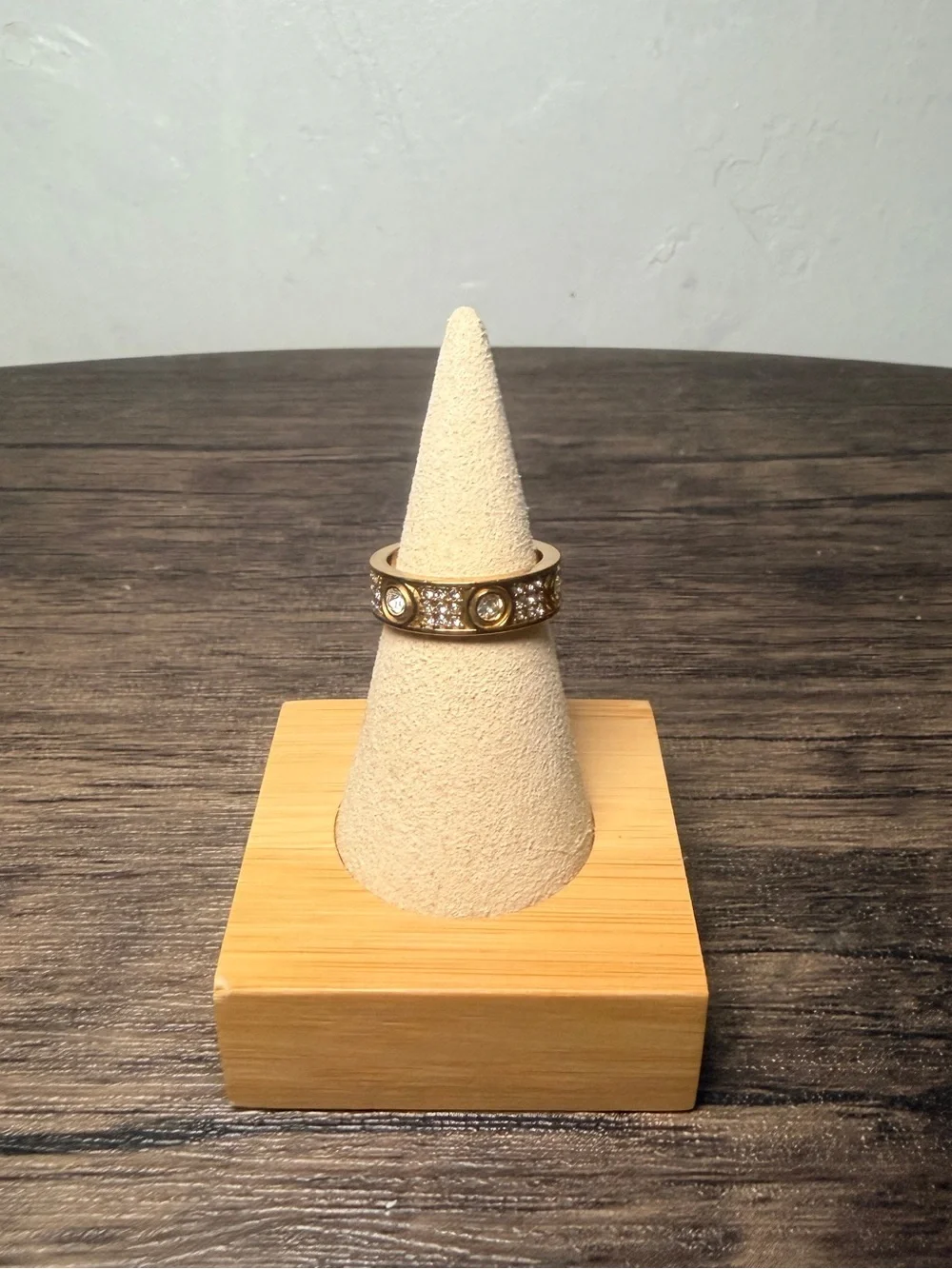 Gold Crystal Accent Women's Band Ring - Gold Color